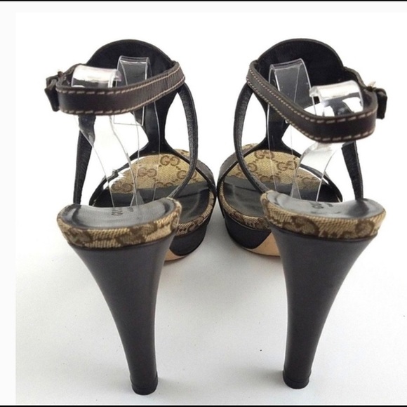 Gucci Brown Monogram Heels - Picture 4 of 15